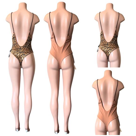 M18 INDAH Reversible Lace Up Leopard Print/Solid One Piece SZ L $198 - Picture 8 of 13